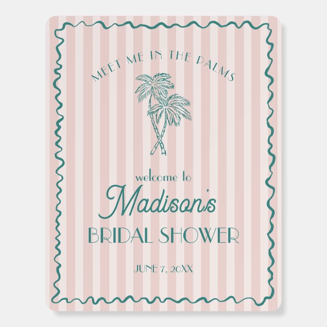 Pink Palm Spring Pastel Beach Bridal Showe Welcome Foam Board (Front)