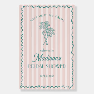Pink Palm Spring Pastel Beach Bridal Showe Welcome Foam Board