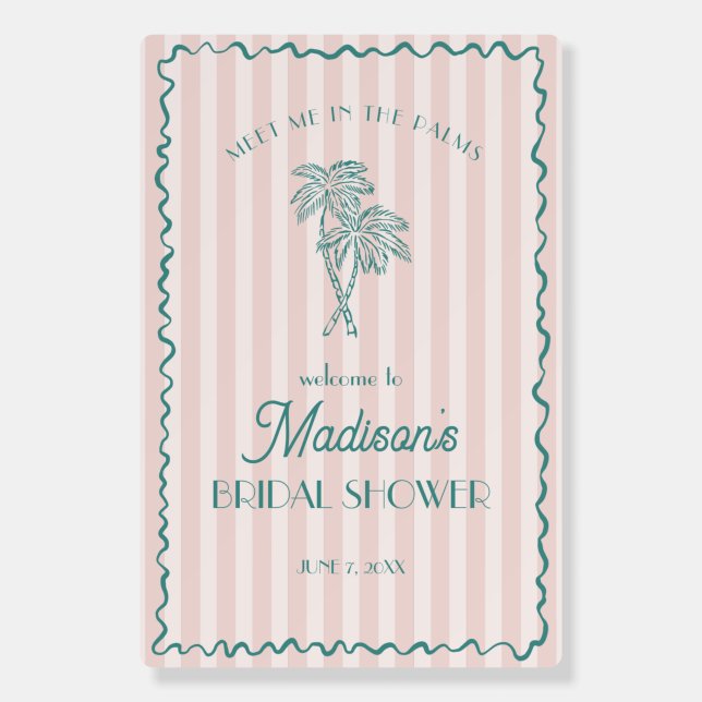 Pink Palm Spring Pastel Beach Bridal Showe Welcome Foam Board (Front)