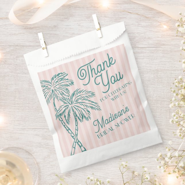 Pink Palm Spring Pastel Beach Bridal Shower Cookie Favor Bag (Clipped)