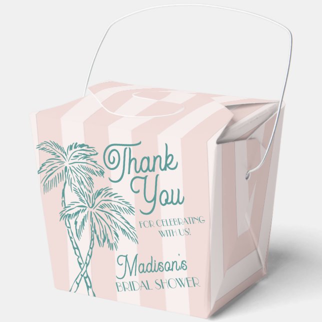 Pink Palm Spring Pastel Beach Bridal Shower Favor Boxes (Front)