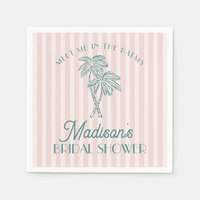Pink Palm Spring Pastel Beach Bridal Shower Napkins (Front)