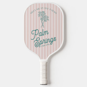 Pink Palm Spring Pastel Beach Party Pickleball Paddle