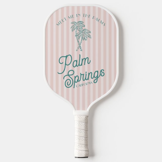 Pink Palm Spring Pastel Beach Party Pickleball Paddle (Front)