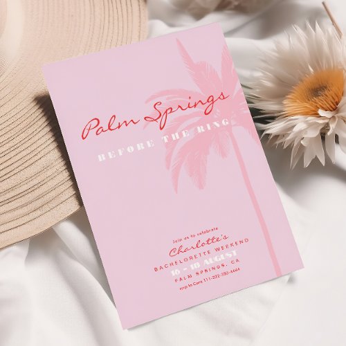 Pink Palm Springs Bachelorette Weekend Invitation