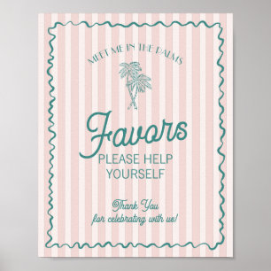 Pink Palm Springs Pastel Beach Favors Poster
