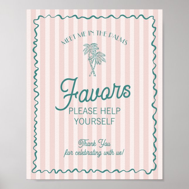 Pink Palm Springs Pastel Beach Favors Poster (Front)