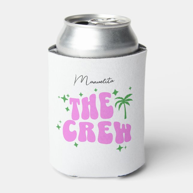 pink palm springs retro bachelorette party can cooler (Can Front)