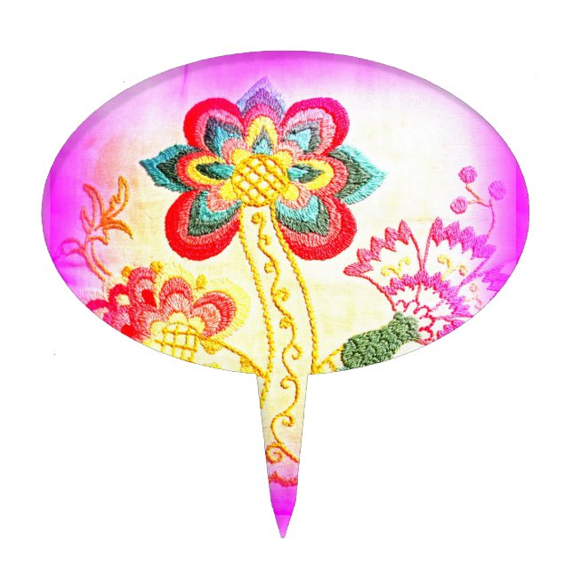 pink palm tree cake pick (Front)