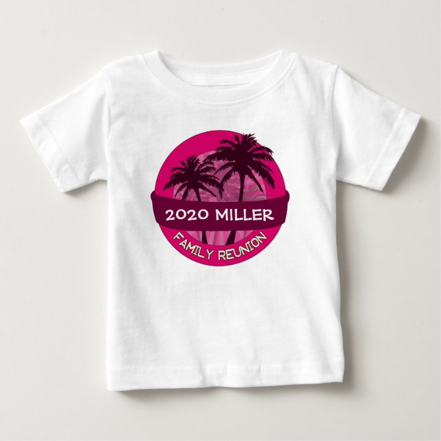 Pink palm tree custom year name reunion tshirt (Front)