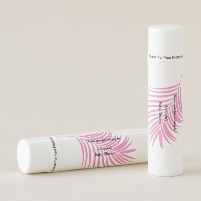 Pink Palm Tree Leaf Baby Shower Cute Girly Lip Balm (Front)
