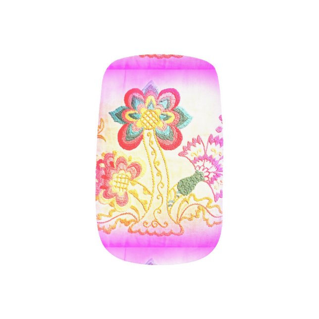 pink palm tree nail art (Left Thumb)