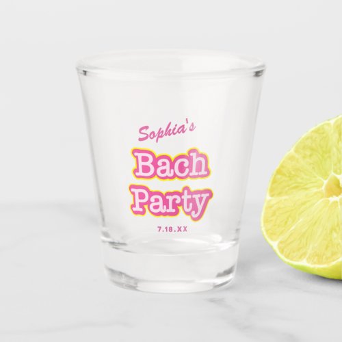 Pink Palm Trees Bach Party Shot Glass