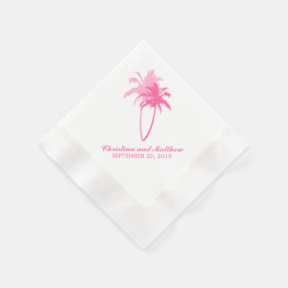 Pink Palm Trees Beach Wedding Napkins
