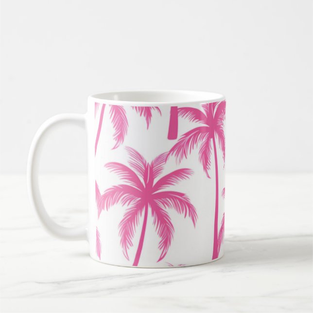 Pink Palm Trees Coffee Mug (Left)