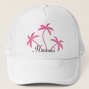 Pink Palm Trees Hawaii Trucker Hat