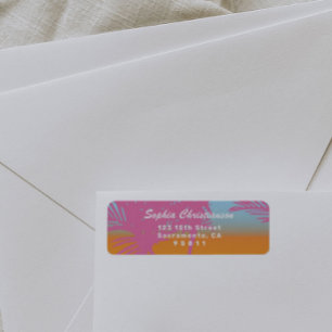 Pink Palm Trees Return Address Label