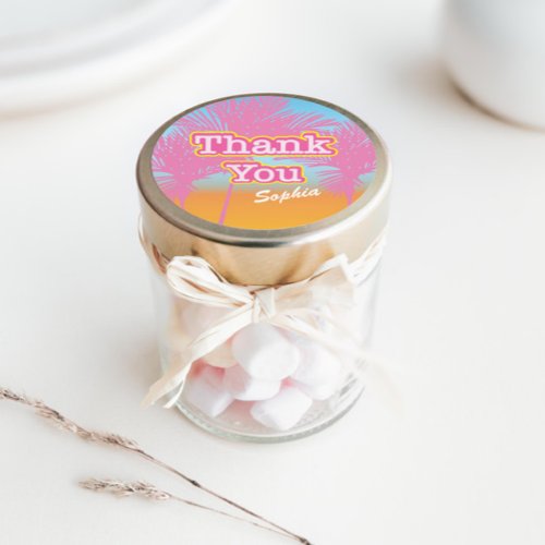 Pink Palm Trees Thank You Classic Round Sticker