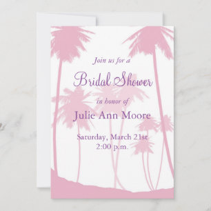 Pink Palm Trees Tropical Bridal Shower Invitation