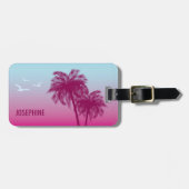 Pink Palm Trees Tropical Summer And Custom Name Luggage Tag (Front Horizontal)