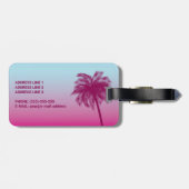 Pink Palm Trees Tropical Summer And Custom Name Luggage Tag (Back Horizontal)
