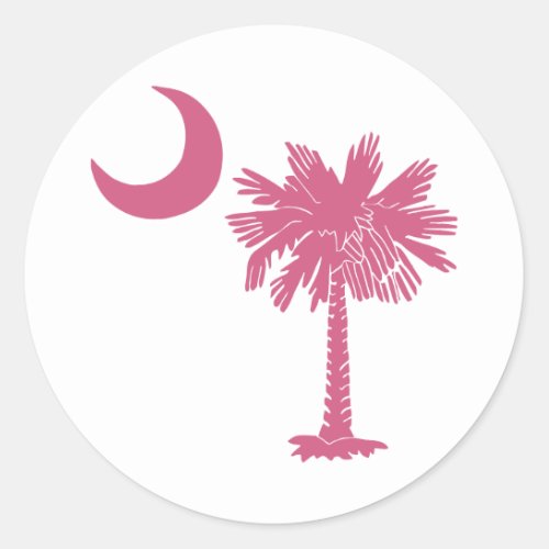 Pink Palmetto Moon Classic Round Sticker