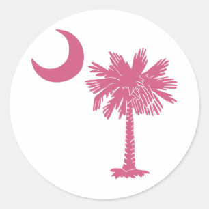 Pink Palmetto Moon Classic Round Sticker