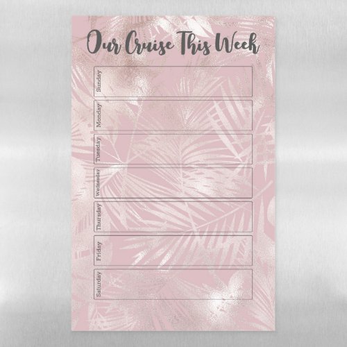 Pink Palms Cruise Week Planner Magnetic Dry Erase Sheet