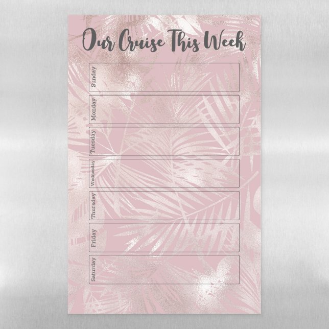 Pink Palms Cruise Week Planner Magnetic Dry Erase Sheet (Vertical)
