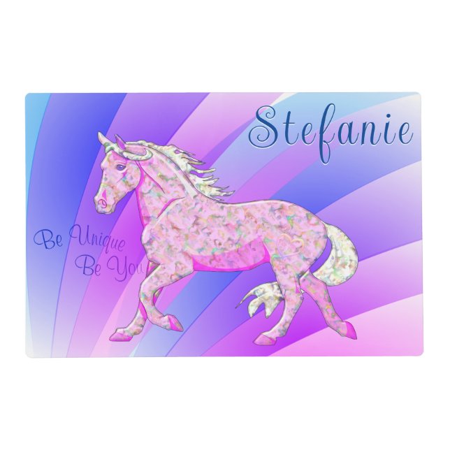 Pink Palomino Horse (pastel rainbow) Placemat (Front)