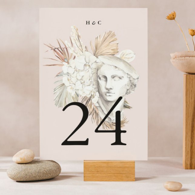 Pink Pampas Dried Grass Tropical Jungle Floral Table Number (Creator Uploaded)
