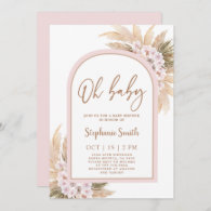 Pink Pampas Grass Baby Shower Girl Invitation