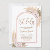 Pink Pampas Grass Baby Shower Girl Invitation (Front)
