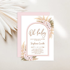 Pink Pampas Grass Baby Shower Girl Invitation at Zazzle