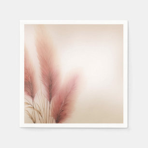 Pink Pampas Grass Bohemian Boho Wedding Napkins
