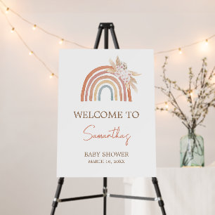 Pink Pampas Grass Boho Rainbow Welcome Sign