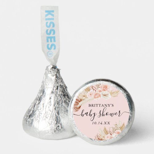 Pink Pampas Grass Floral Baby Shower Hersheys Kisses