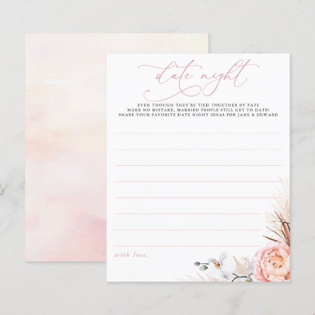 Pink Pampas Grass Floral Date Night Ideas (Front/Back)