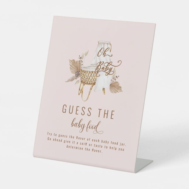 Pink Pampas Grass Guess the Baby Food Sign (Front)