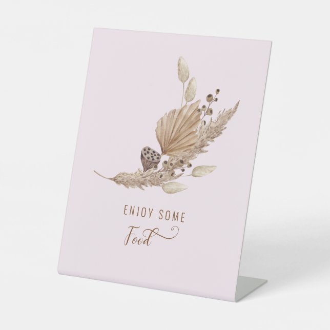 Pink Pampas Grass Oh Baby Food II Pedestal Sign (Front)