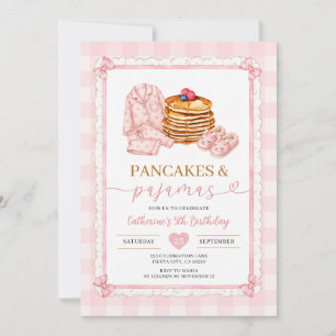 Pink Pancake and Pajamas Birthday Invitation