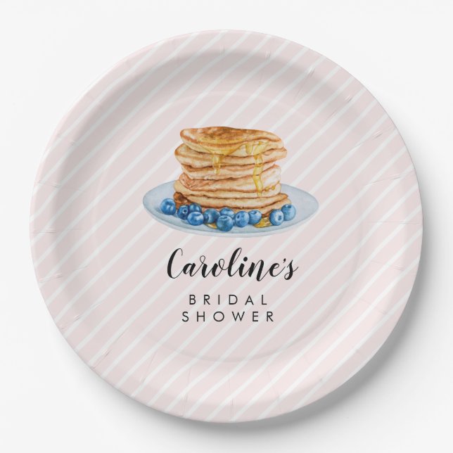 Pink Pancake Brunch Bridal Shower Paper Plates (Front)