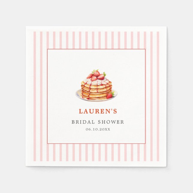 Pink Pancakes and Berries Bridal Brunch Napkins (Front)