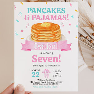 Pink Pancakes and Pajamas Birthday Invitation
