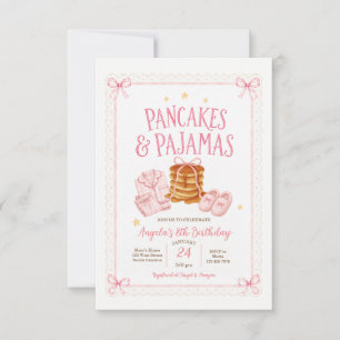 Pink Pancakes and Pajamas Girls Birthday Slippers Invitation