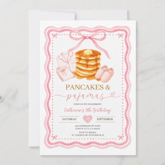 Pink Pancakes and Pajamas Girls Girl Birthday Invitation