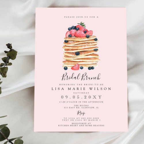 Pink Pancakes Bridal Brunch Bridal Shower Invitation