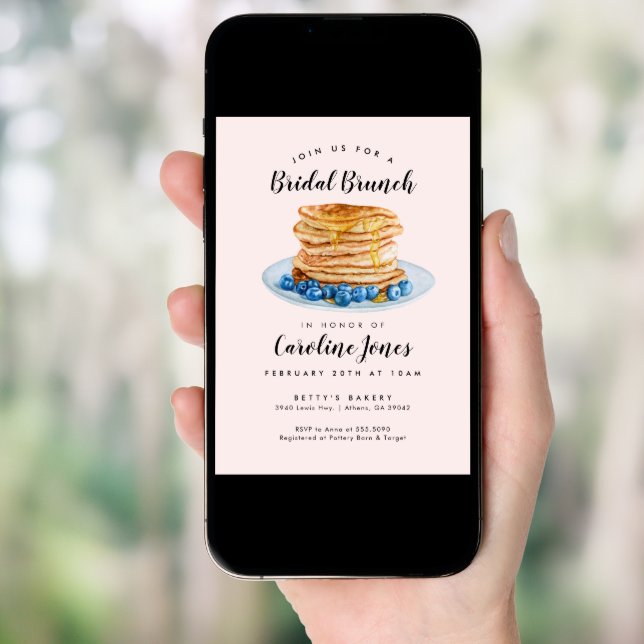 Pink Pancakes Bridal Brunch Invitation (Front Digital)