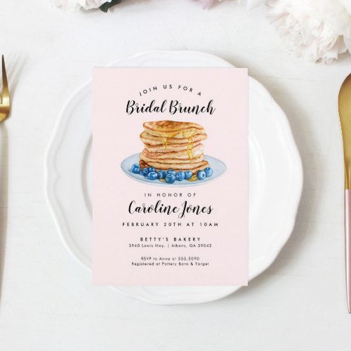 Pink Pancakes Bridal Brunch Invitation