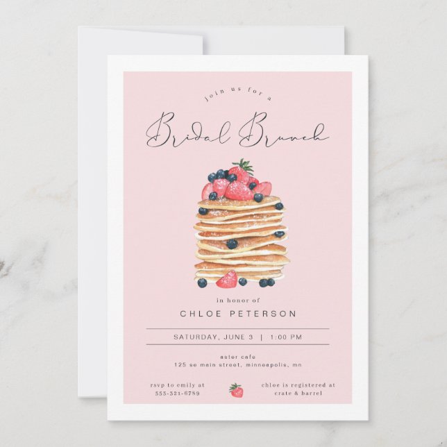 Pink Pancakes Bridal Brunch Shower Invitation (Front)